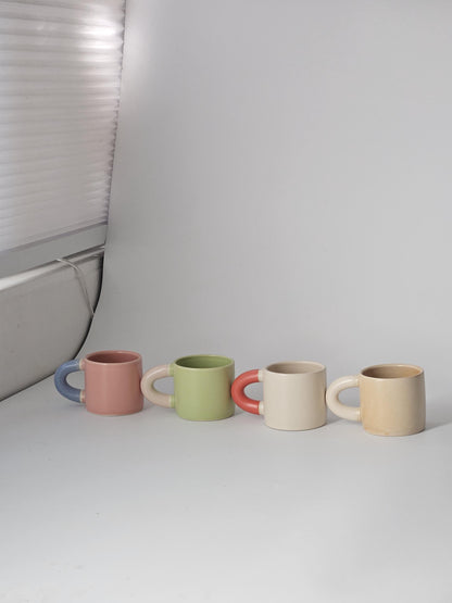 Handmade Two-Tone Ceramic Mug: Chunky Wheel-Thrown Pottery
