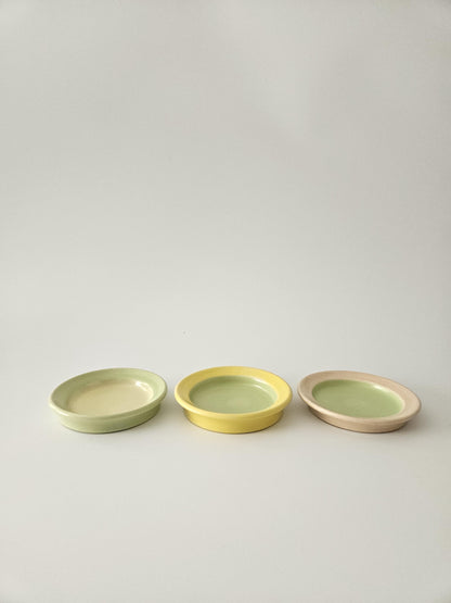 Two Toned Rimmed Coaster (Ready to Ship) • Handmade Colorful Pottery • Two Toned Color Block Ceramic Dish Bowl