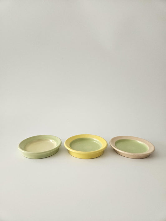 Two Toned Rimmed Coaster (Ready to Ship) • Handmade Colorful Pottery • Two Toned Color Block Ceramic Dish Bowl