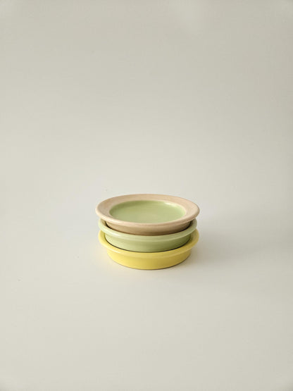 Two Toned Rimmed Coaster (Ready to Ship) • Handmade Colorful Pottery • Two Toned Color Block Ceramic Dish Bowl