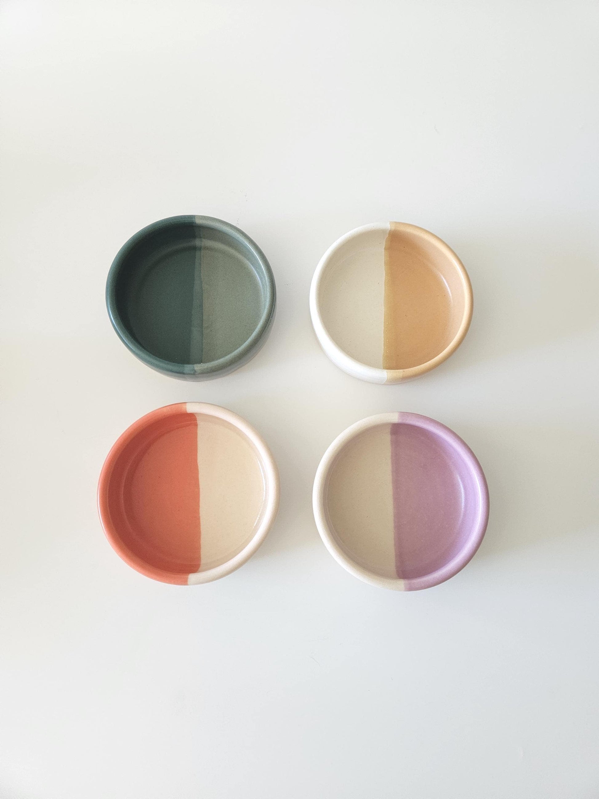 Half and Half Ramekin (Ready to Ship) • Handmade Wheel Thrown Ceramic • Two Toned Colorful Pottery • Small Ring Dish
