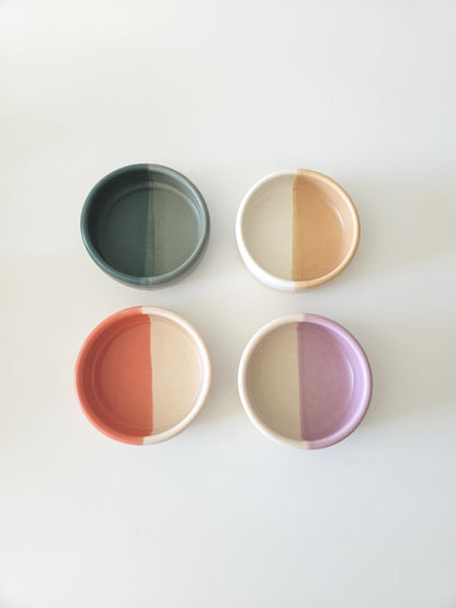 Half and Half Ramekin (Ready to Ship) • Handmade Wheel Thrown Ceramic • Two Toned Colorful Pottery • Small Ring Dish