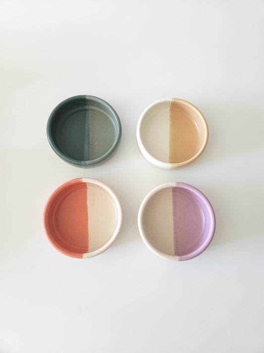 Half and Half Ramekin (Ready to Ship) • Handmade Wheel Thrown Ceramic • Two Toned Colorful Pottery • Small Ring Dish