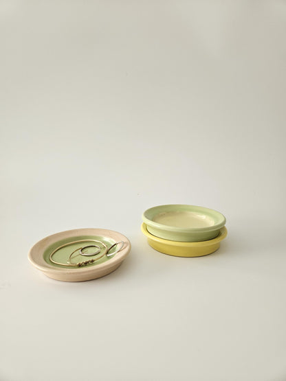 Two Toned Rimmed Coaster (Ready to Ship) • Handmade Colorful Pottery • Two Toned Color Block Ceramic Dish Bowl