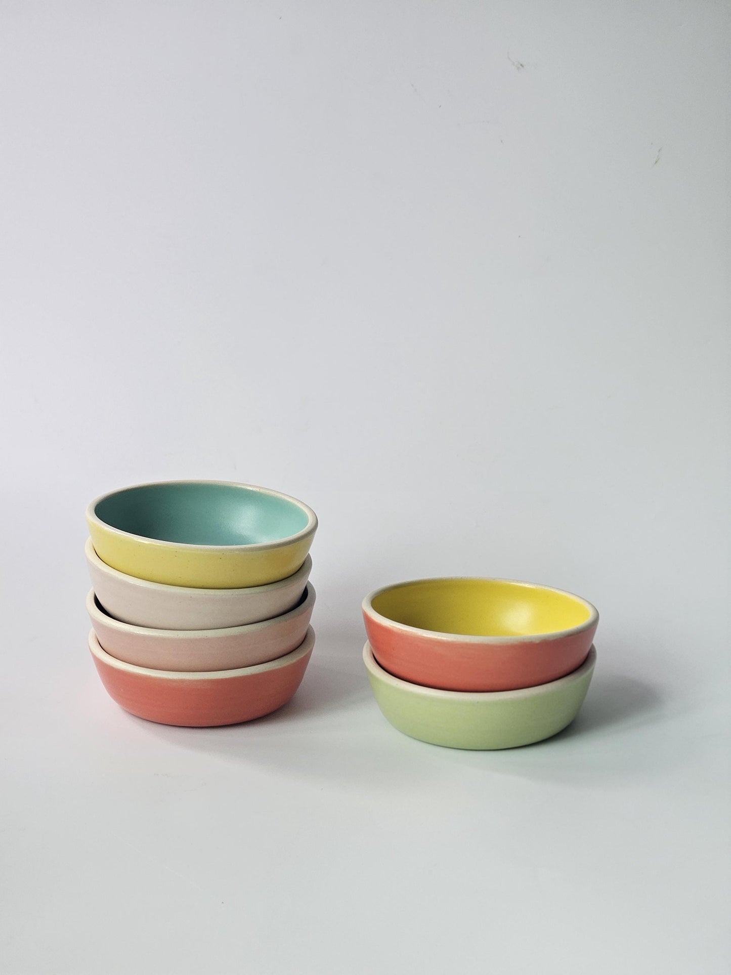 Sauce Bowl, Two-Toned (Made to Order) • Handmade Colorful Ceramic • Small 4" Round Dish