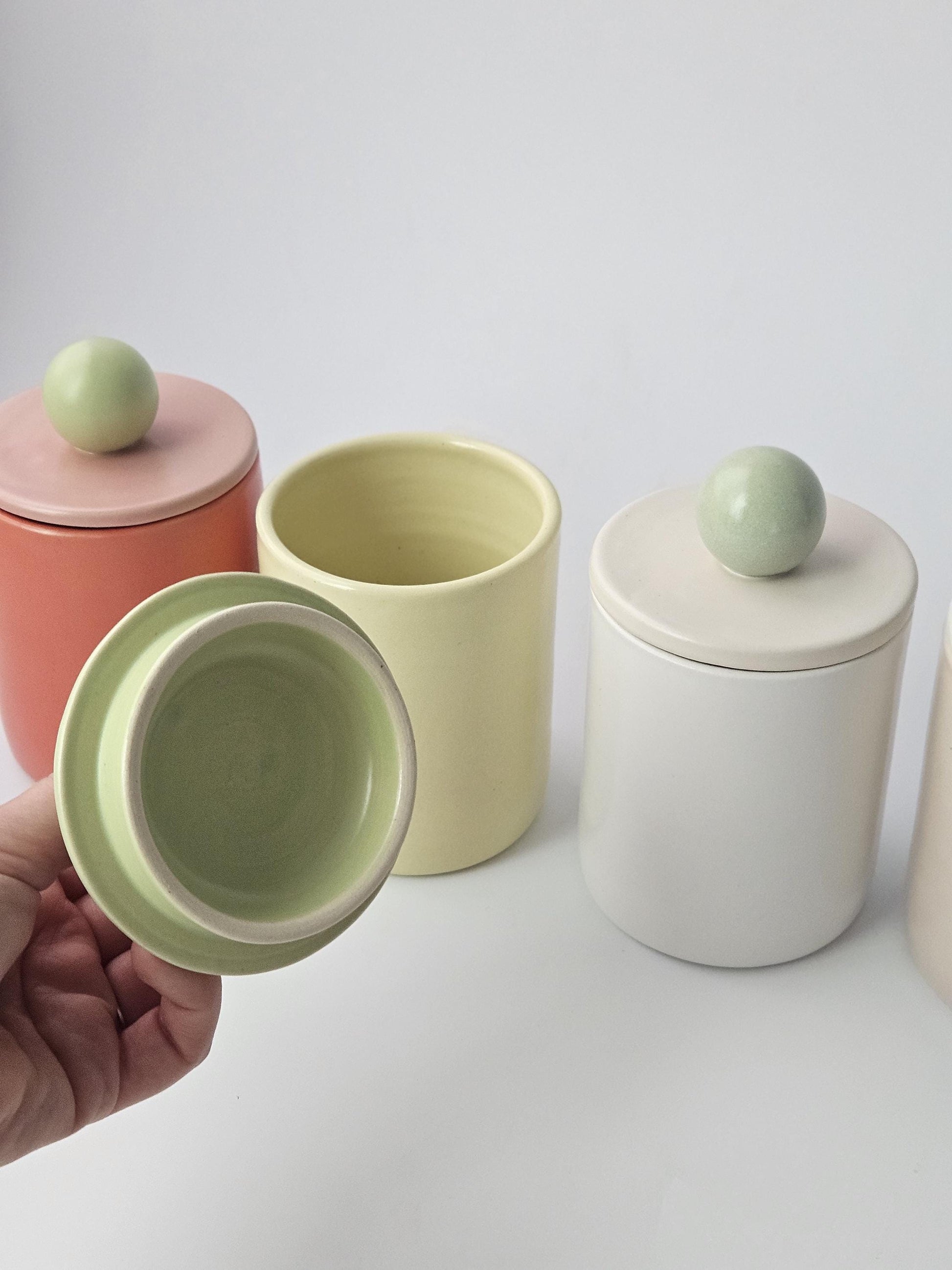 Candy Jar (Ready to Ship) • Tricolor Handmade Colorful Ceramic • Color Block • Wheel Thrown Pottery • Home Decor