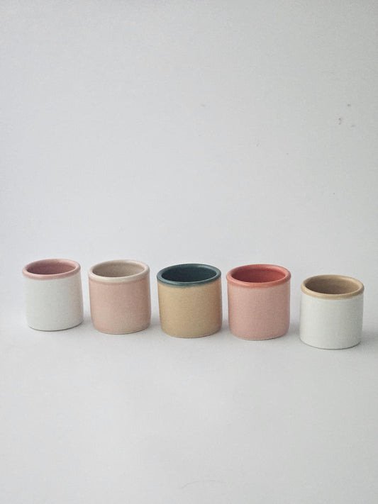 Handmade Colorful Rim Ceramic Cup: Wheel Thrown Pottery