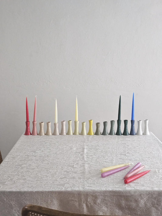 Handmade Wiggly Ceramic Candlestick • Colorful Taper Candle Holder