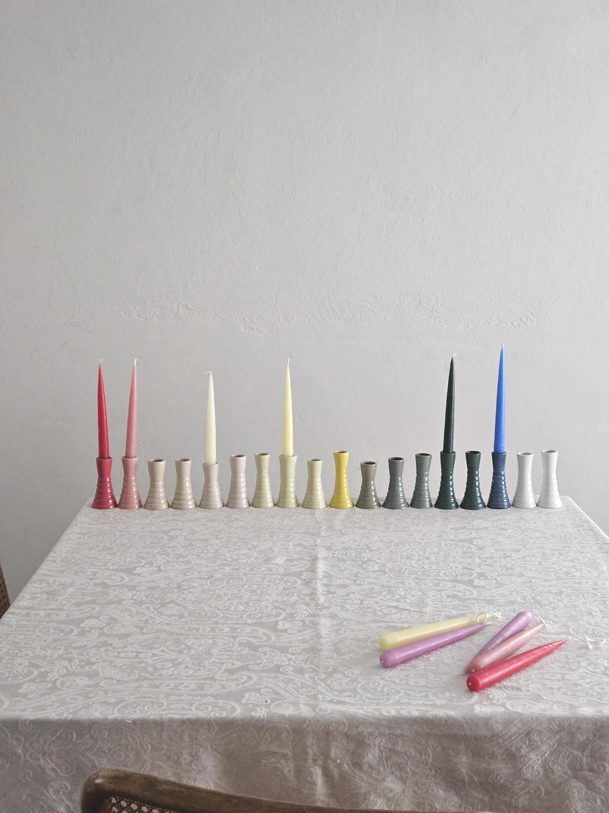 Handmade Wiggly Ceramic Candlestick • Colorful Taper Candle Holder