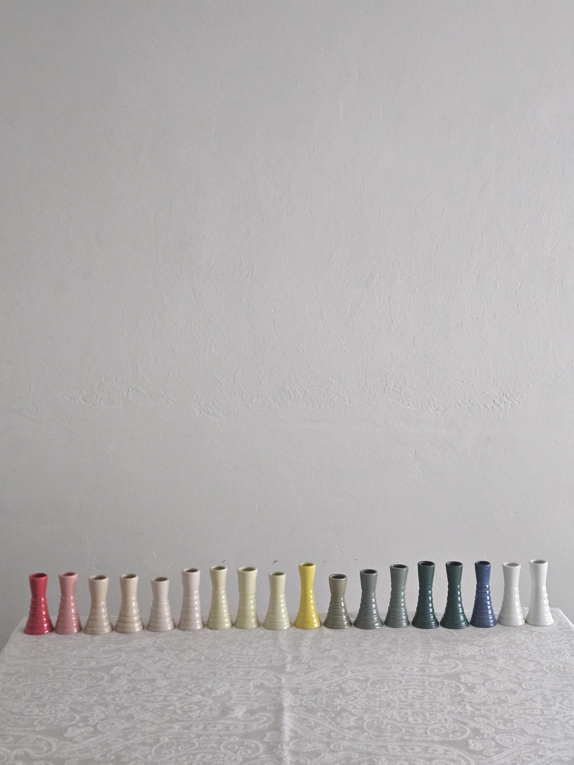 Handmade Wiggly Ceramic Candlestick • Colorful Taper Candle Holder