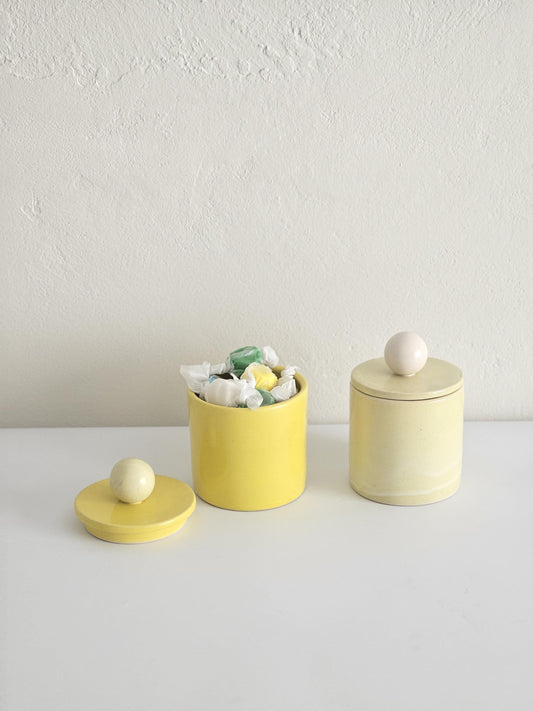 Colorful Ceramic Candy Jar: Handmade Color Block Pottery