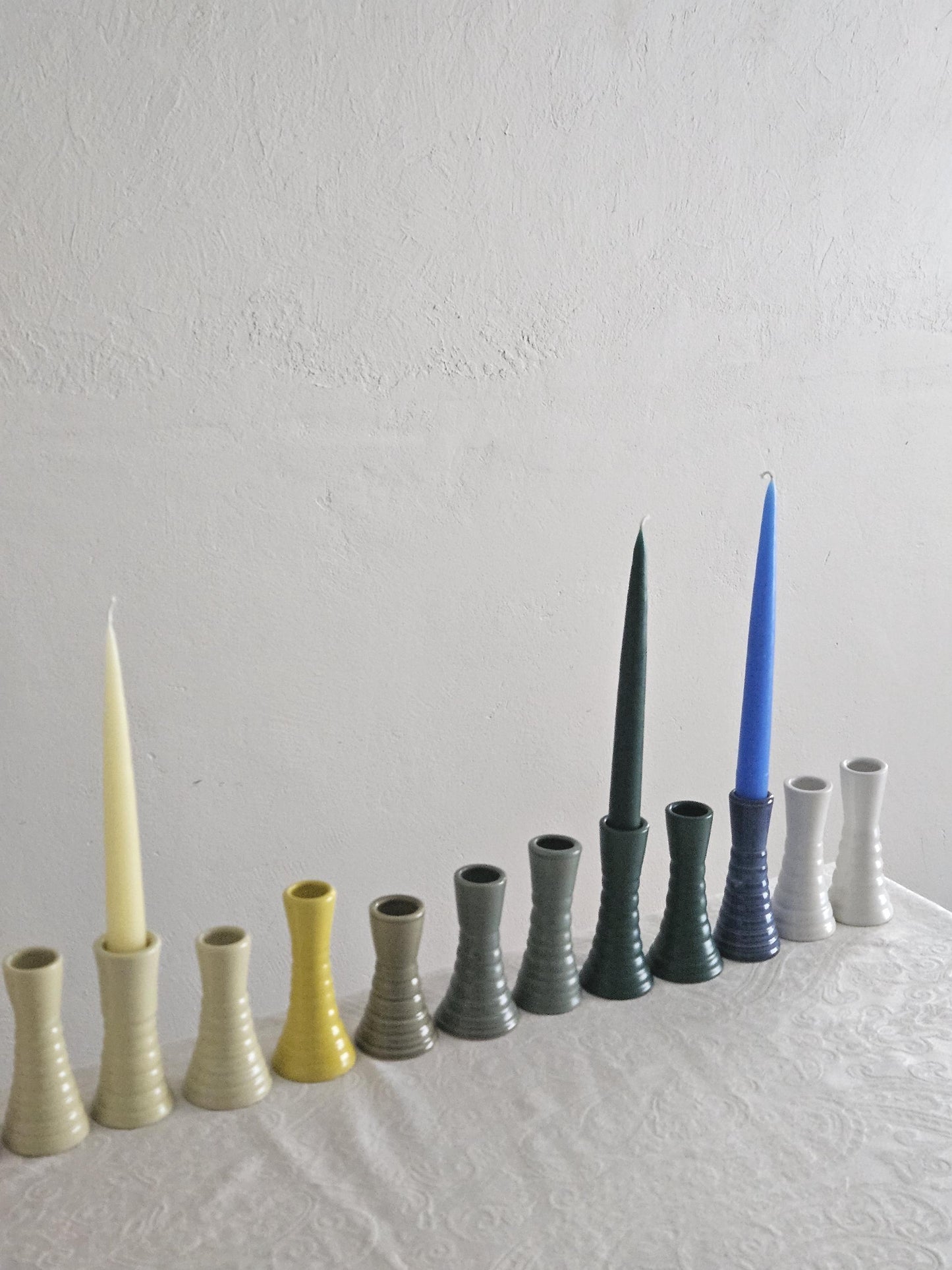 Handmade Wiggly Ceramic Candlestick • Colorful Taper Candle Holder