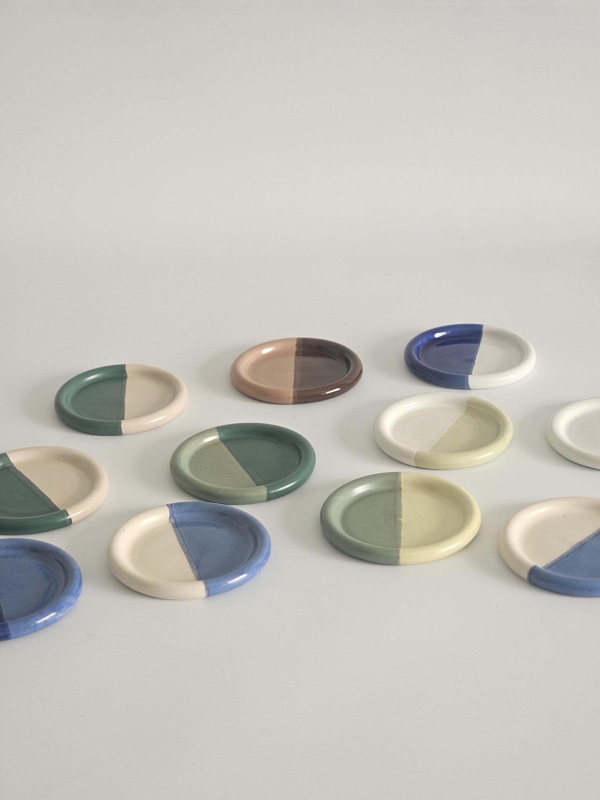 Handmade Color Block Ceramic Coaster: Wheel Thrown Pottery