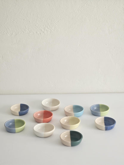 Half & Half Sauce Bowl • Handmade Colorful Ceramic • Wheel Thrown Pottery • Ring Dish
