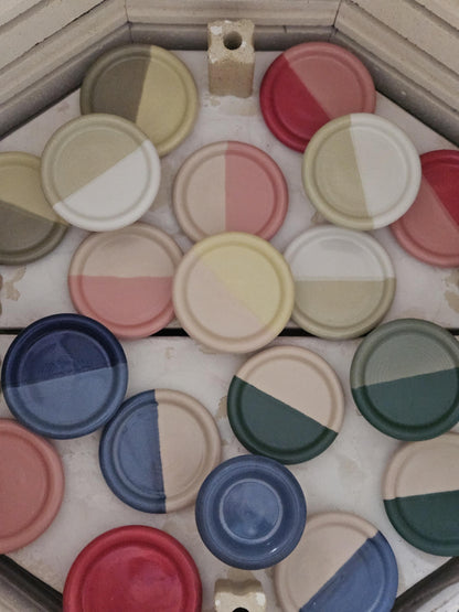 Handmade Color Block Ceramic Coaster: Wheel Thrown Pottery