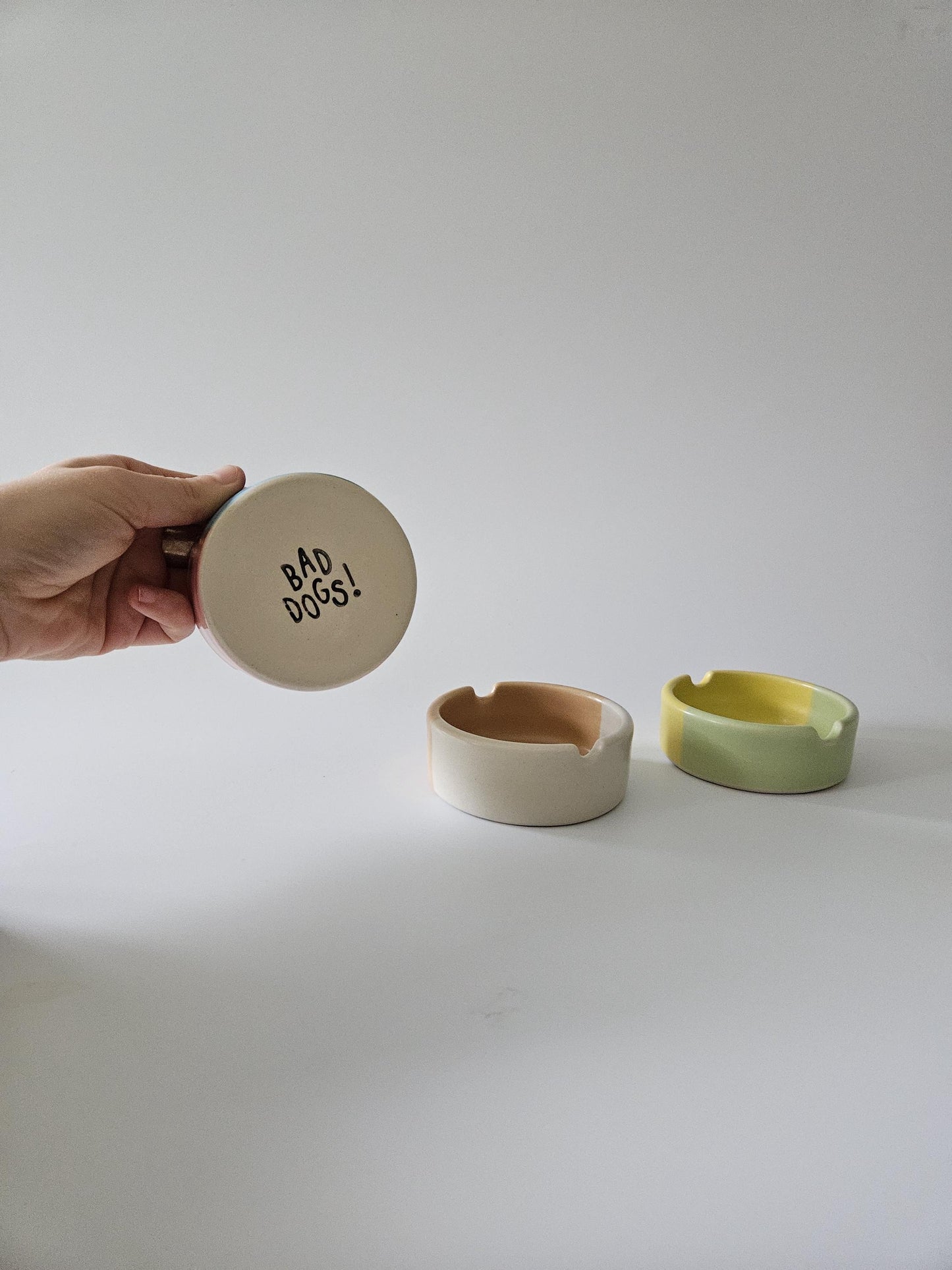 Handmade Color Block Ceramic Ashtray: Two-Tone Glaze (Made to Order)
