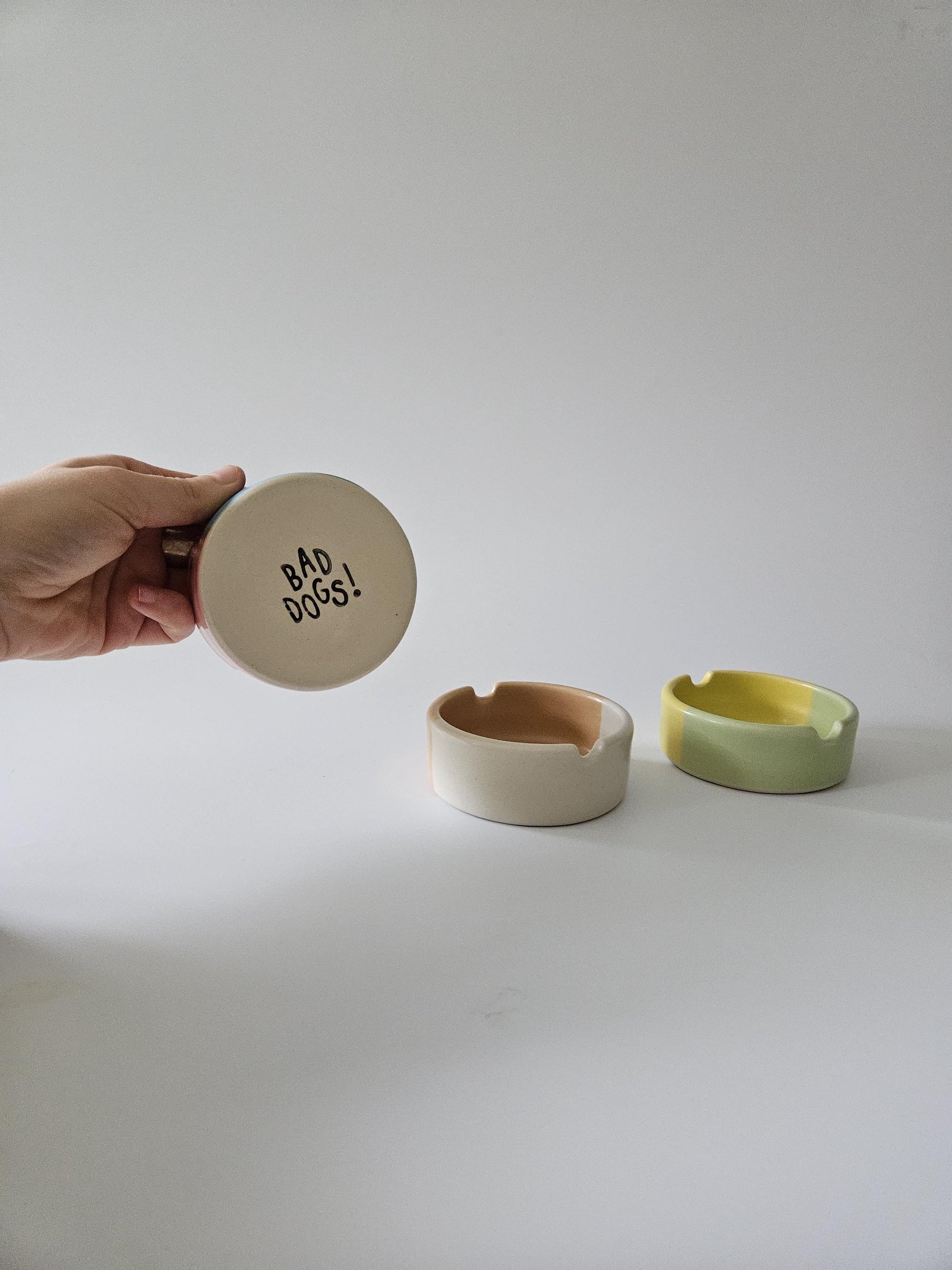 Handmade Color Block Ceramic Ashtray: Two-Tone Glaze (Made to Order)