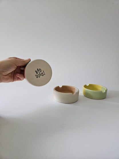 Handmade Color Block Ceramic Ashtray: Two-Tone Glaze (Made to Order)