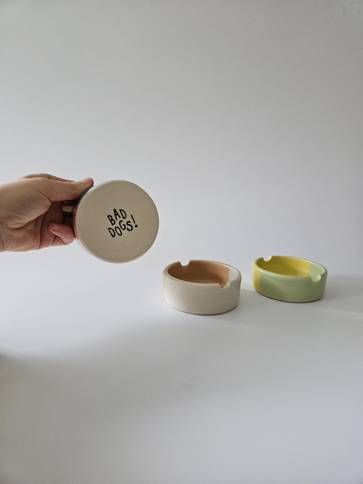 Handmade Color Block Ceramic Ashtray: Two-Tone Glaze (Made to Order)