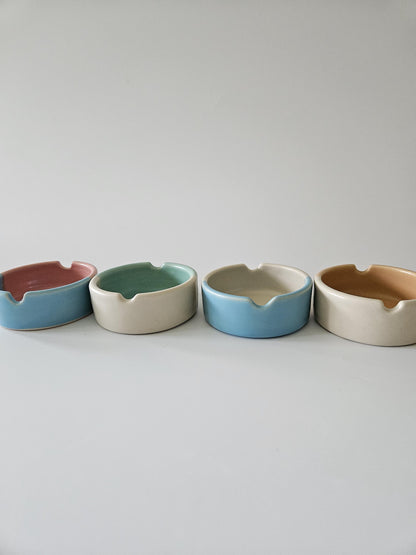 Handmade Color Block Ceramic Ashtray: Two-Tone Glaze (Made to Order)
