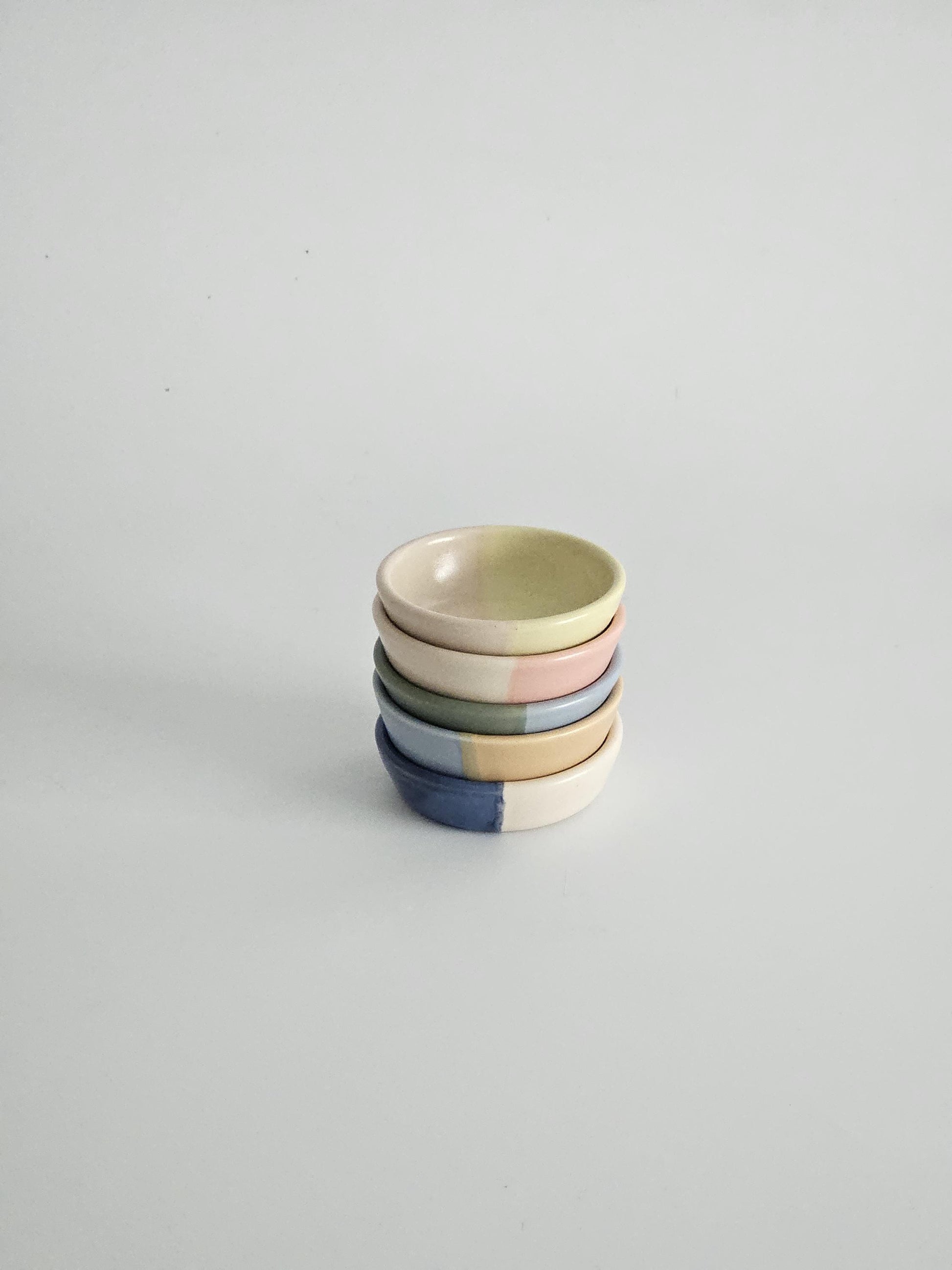 Half & Half Sauce Bowl • Handmade Colorful Ceramic • Wheel Thrown Pottery • Ring Dish