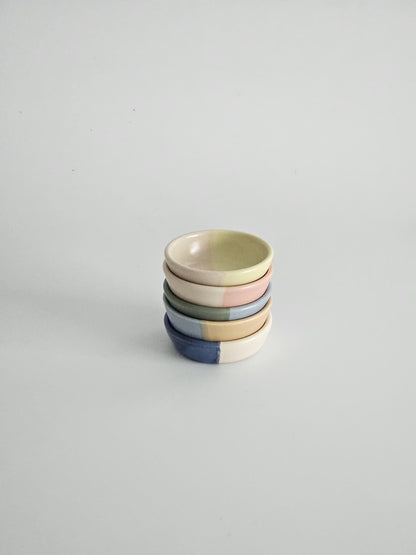 Half & Half Sauce Bowl • Handmade Colorful Ceramic • Wheel Thrown Pottery • Ring Dish