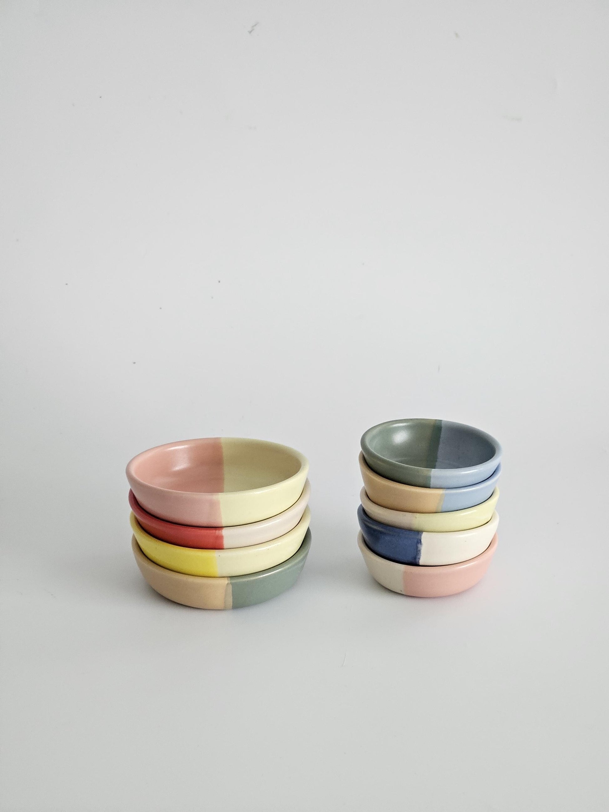 Half & Half Sauce Bowl • Handmade Colorful Ceramic • Wheel Thrown Pottery • Ring Dish