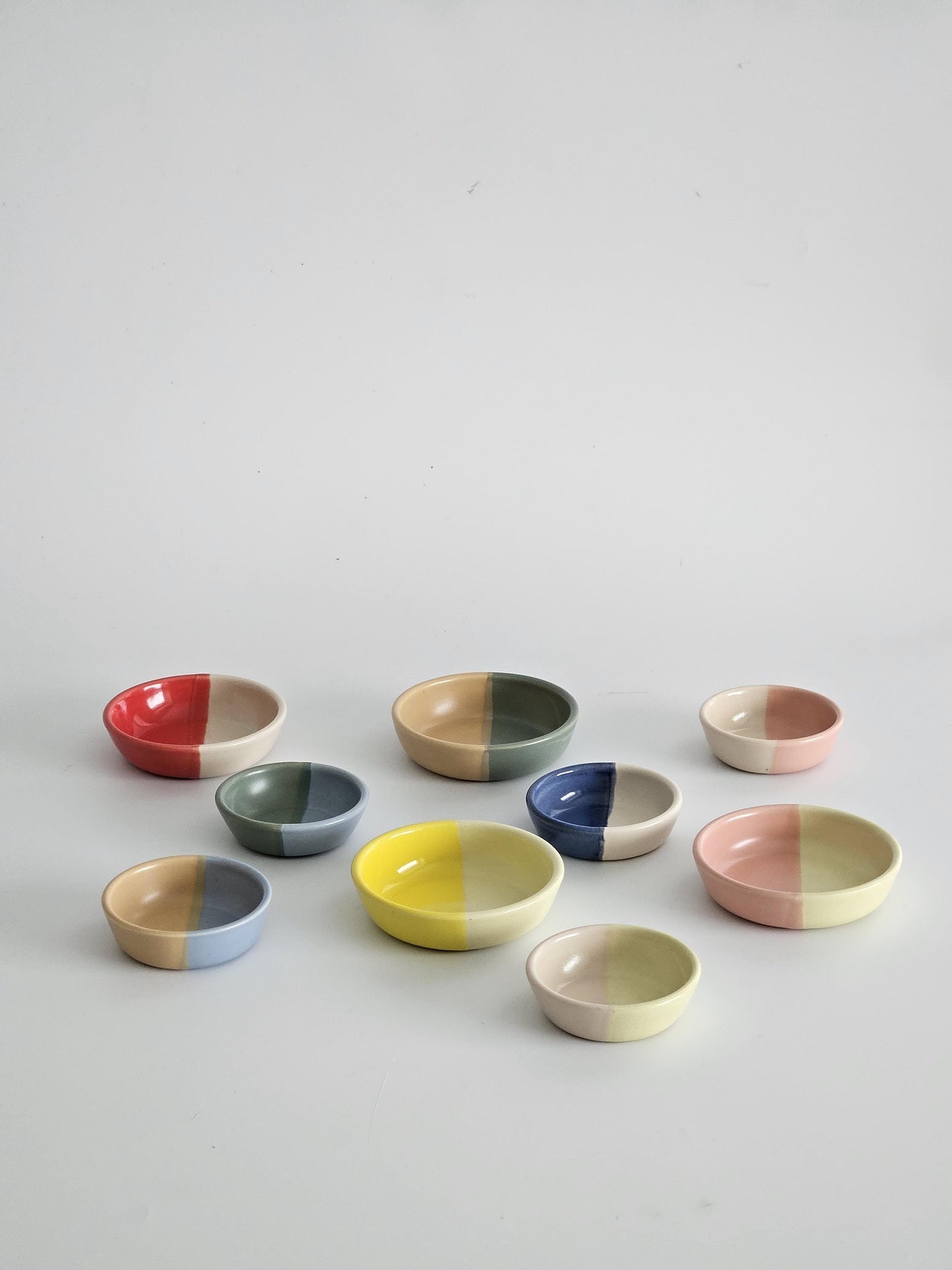 Half & Half Sauce Bowl • Handmade Colorful Ceramic • Wheel Thrown Pottery • Ring Dish