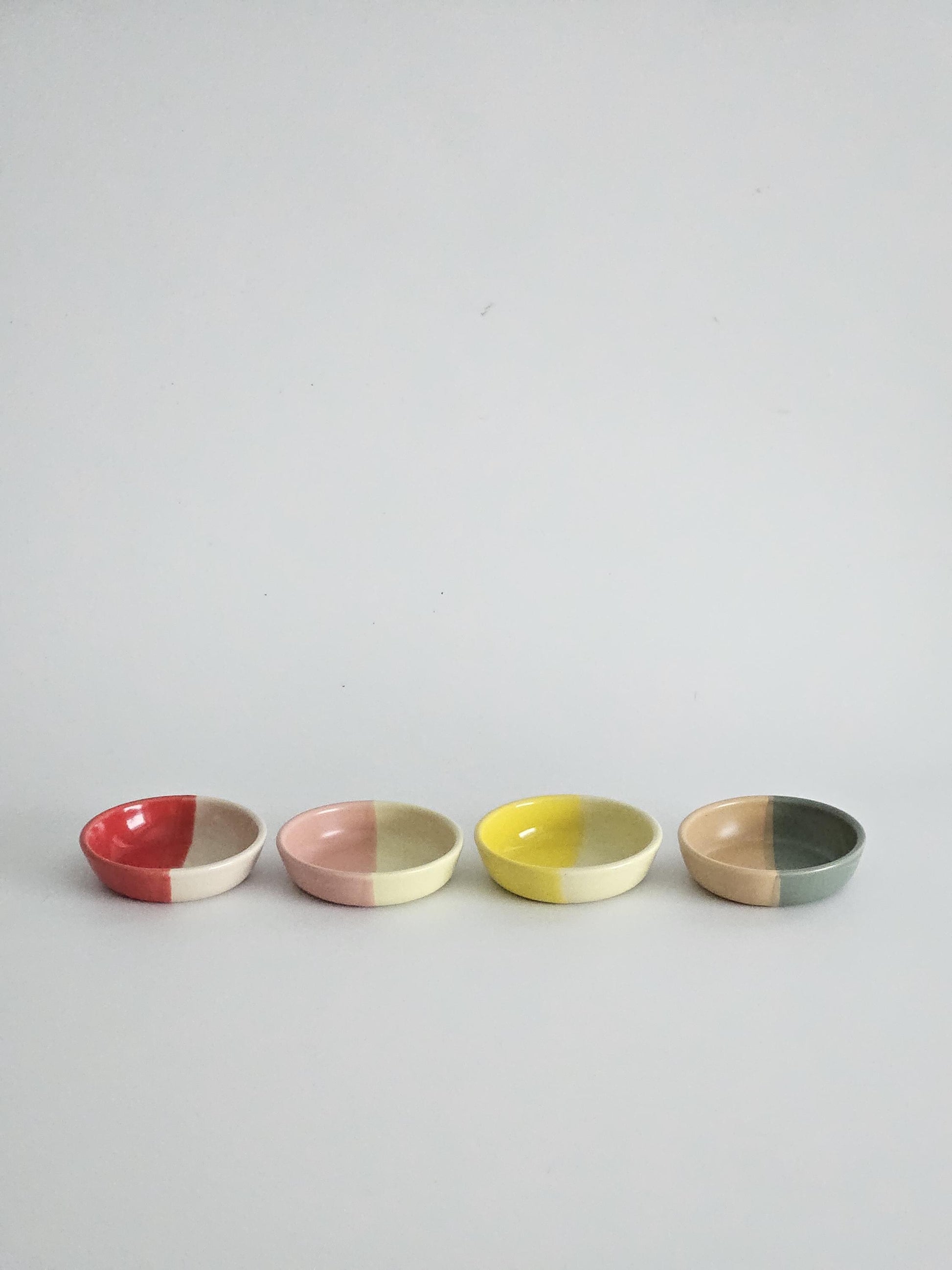Half & Half Sauce Bowl • Handmade Colorful Ceramic • Wheel Thrown Pottery • Ring Dish