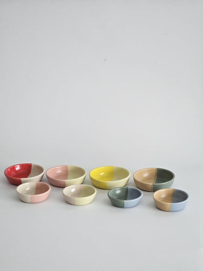 Half & Half Sauce Bowl • Handmade Colorful Ceramic • Wheel Thrown Pottery • Ring Dish