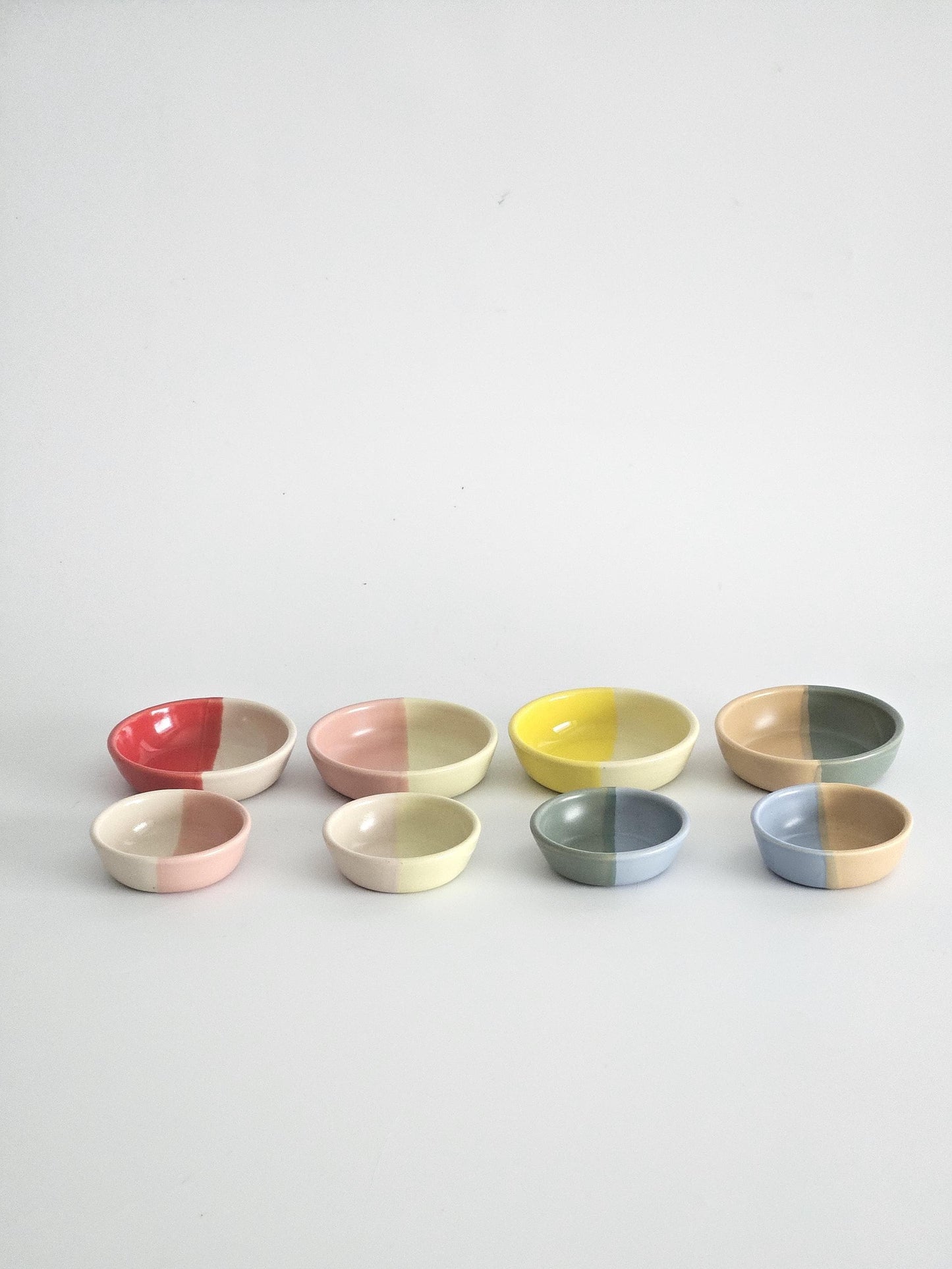 Half & Half Sauce Bowl • Handmade Colorful Ceramic • Wheel Thrown Pottery • Ring Dish