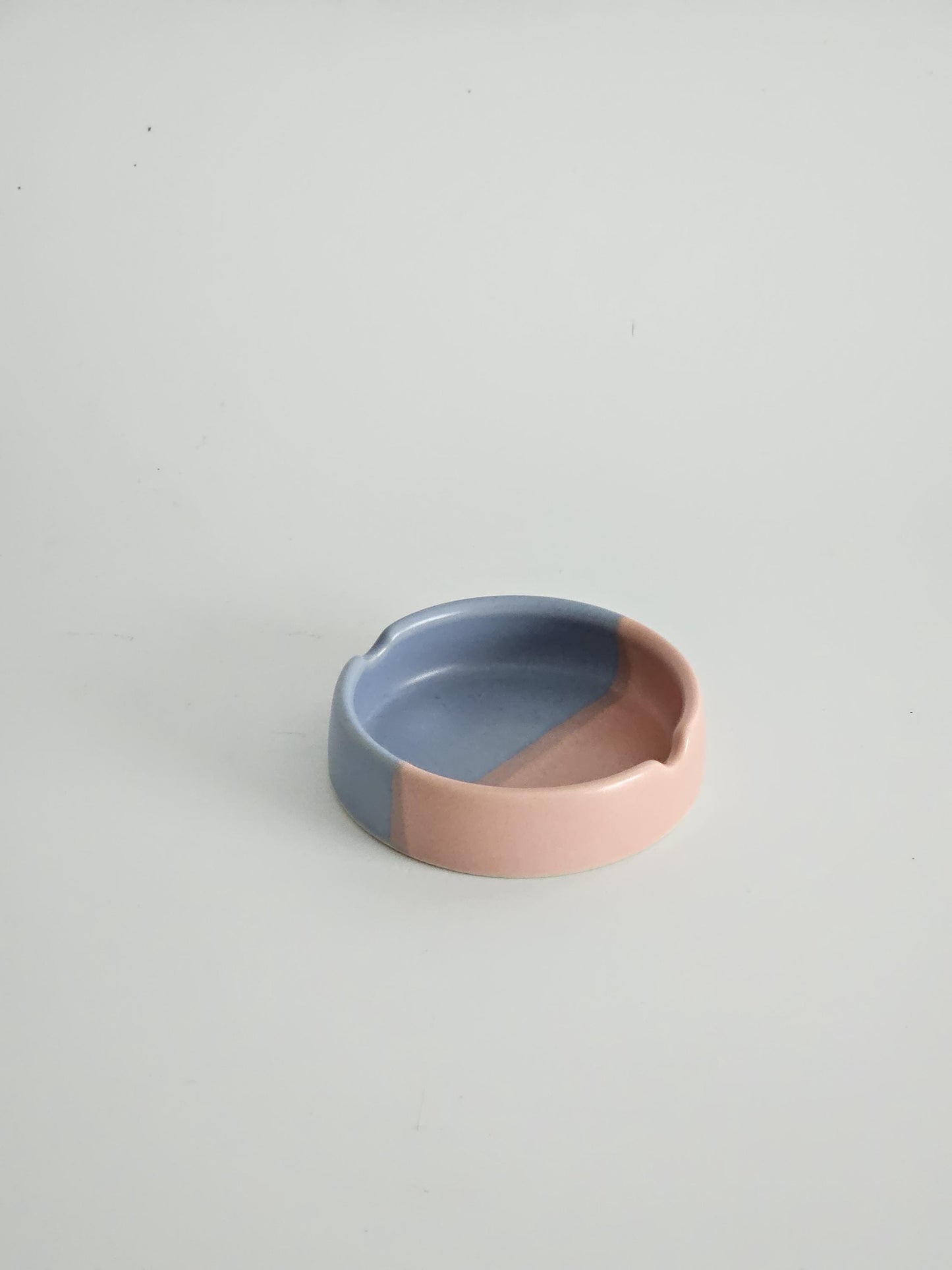 Handmade Color Block Ceramic Ashtray: Two-Tone Glaze (Ready to Ship)