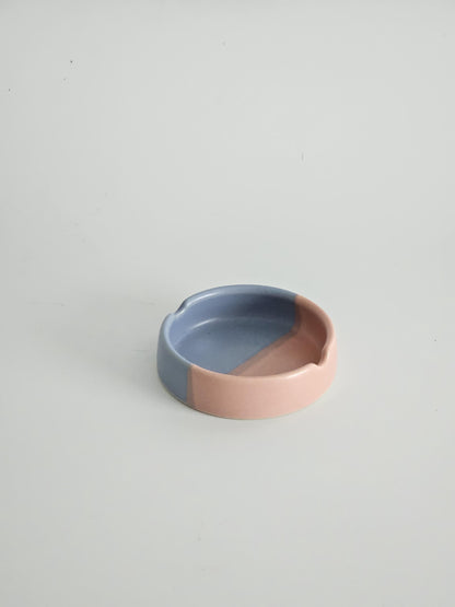 Handmade Color Block Ceramic Ashtray: Two-Tone Glaze (Ready to Ship)