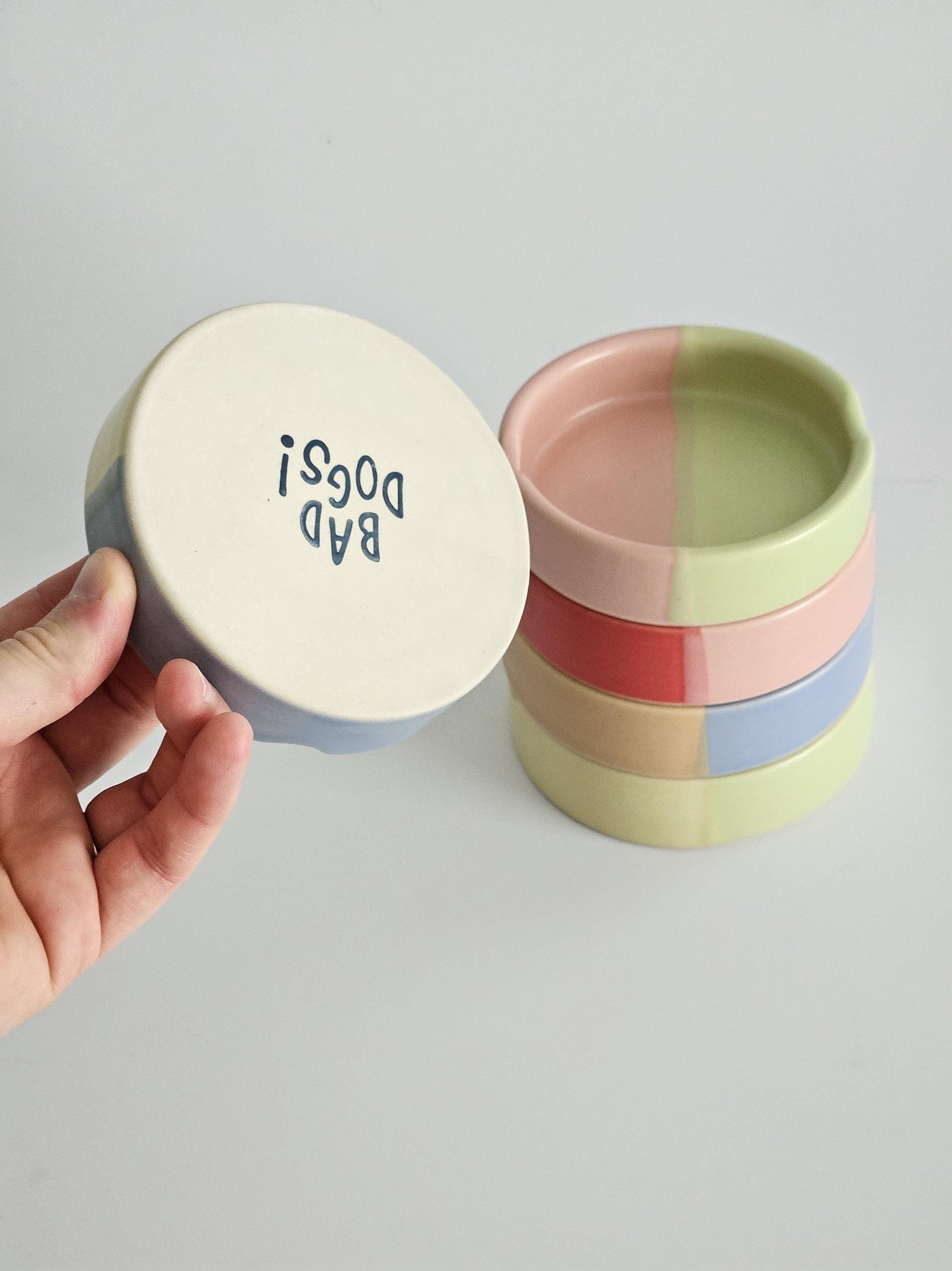 Handmade Color Block Ceramic Ashtray: Two-Tone Glaze (Ready to Ship)