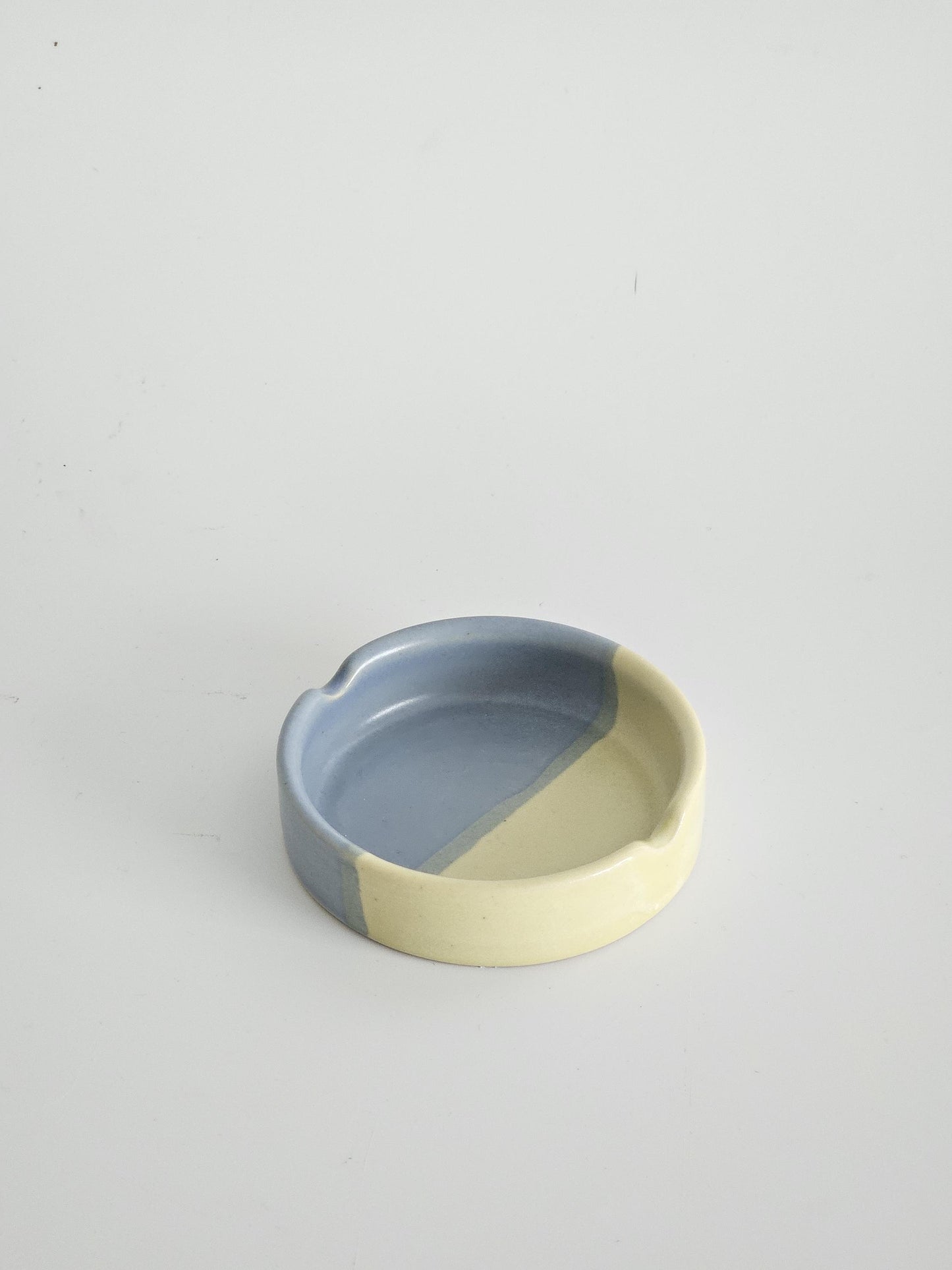 Handmade Color Block Ceramic Ashtray: Two-Tone Glaze (Ready to Ship)