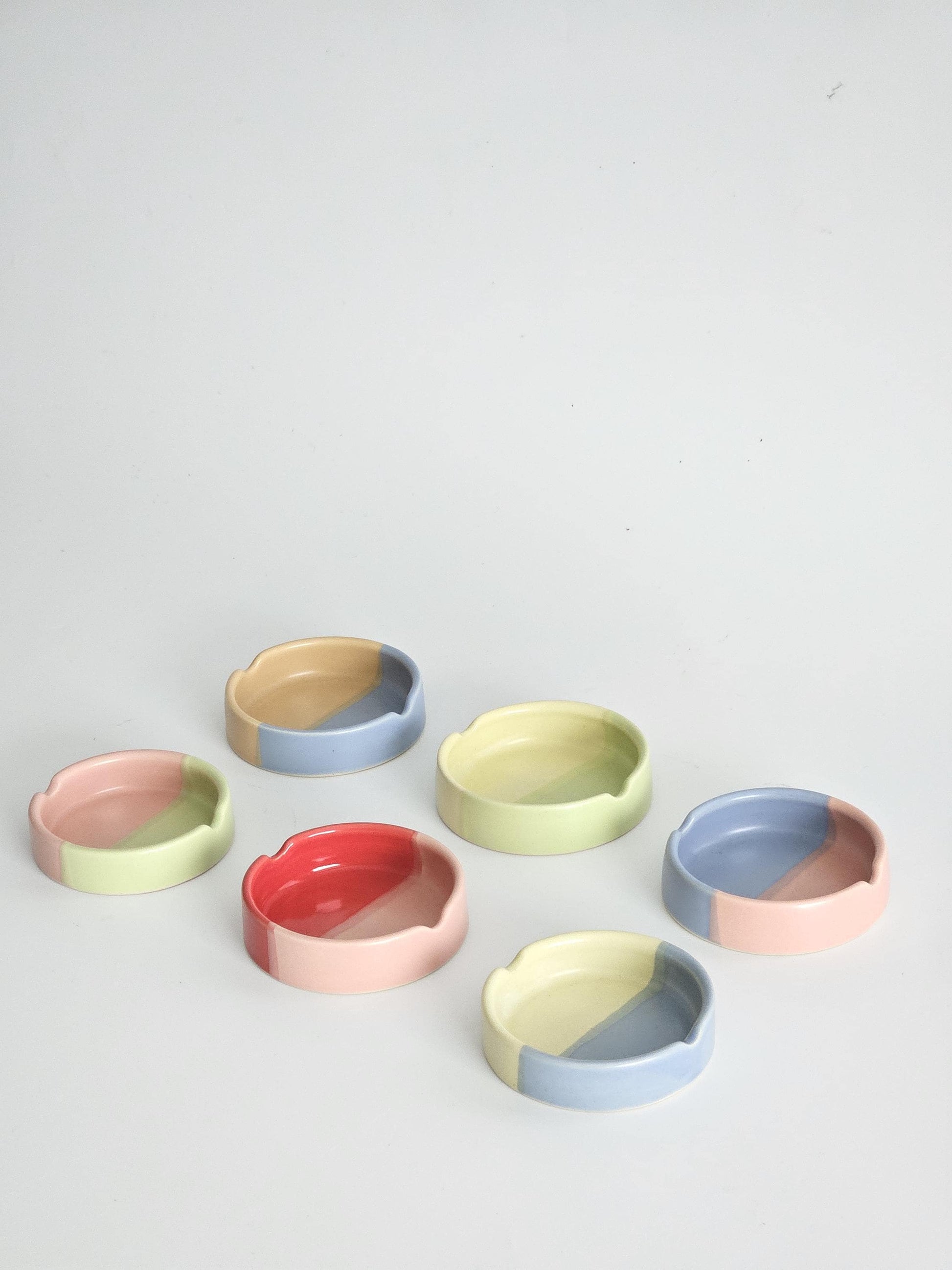 Handmade Color Block Ceramic Ashtray: Two-Tone Glaze (Ready to Ship)