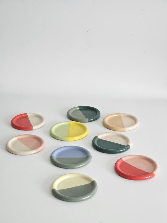 Handmade Ceramic Color Block Coaster: Wheel Thrown Pottery