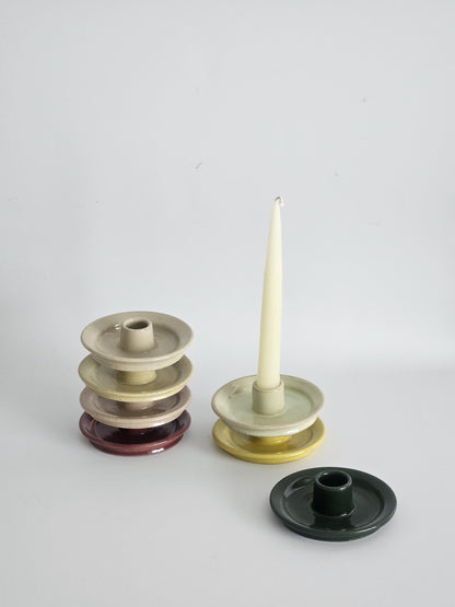 Handmade Ceramic Taper Candle Holder: Earthy Speckled Candlestick