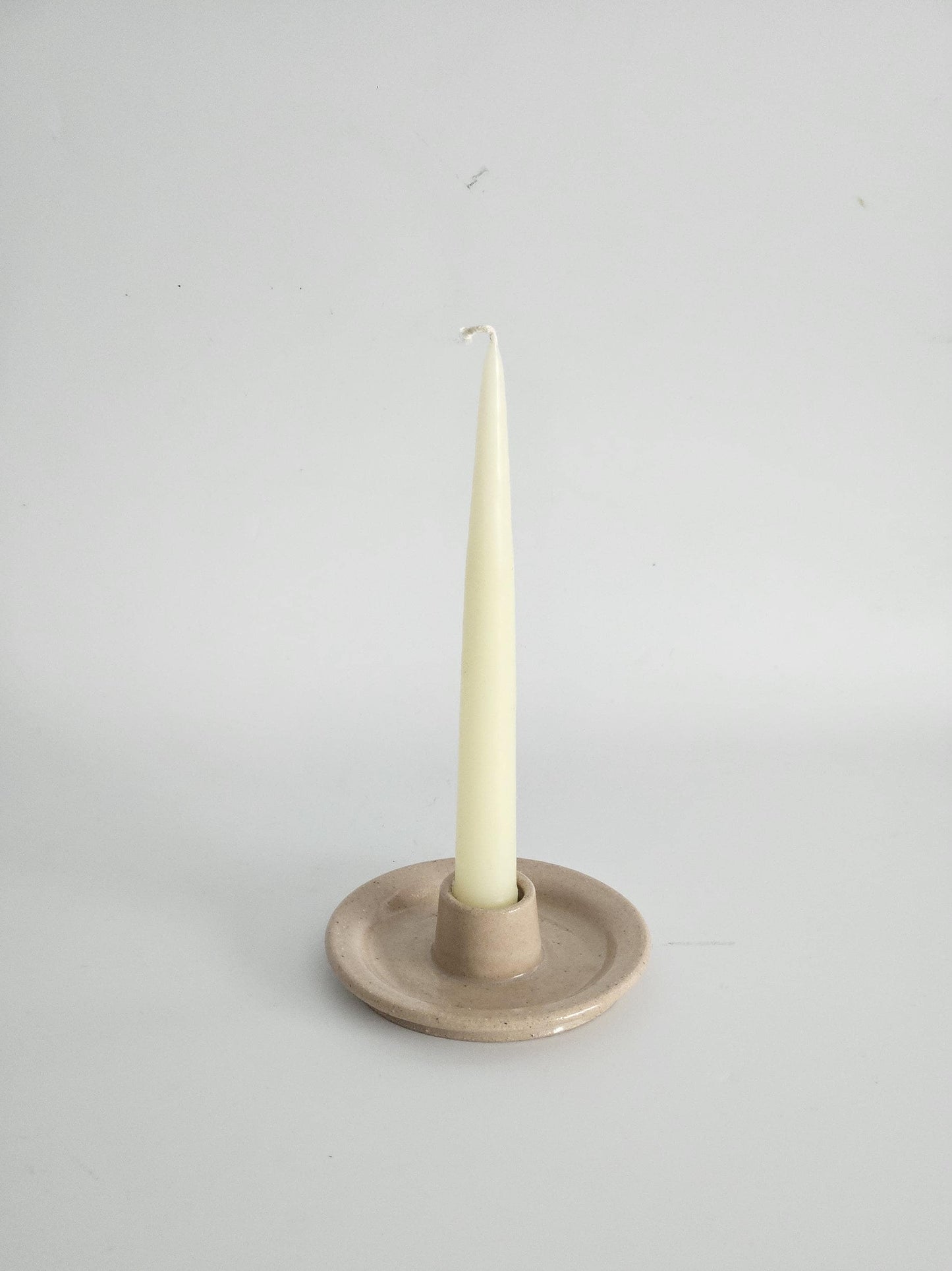 Handmade Ceramic Taper Candle Holder: Earthy Speckled Candlestick