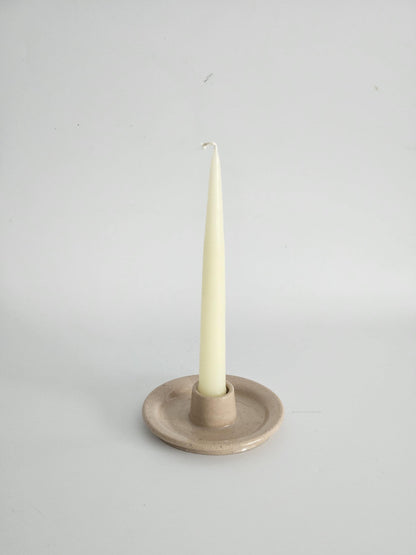 Handmade Ceramic Taper Candle Holder: Earthy Speckled Candlestick