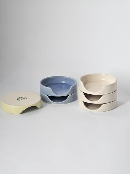 Handmade Ceramic Spoon Rest • Wheel Thrown Pottery, Minimal Bright Kitchen Decor
