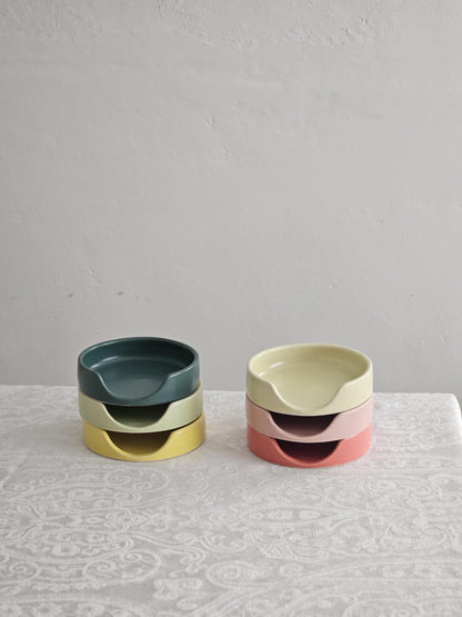 Handmade Ceramic Spoon Rest • Wheel Thrown Pottery, Minimal Bright Kitchen Decor