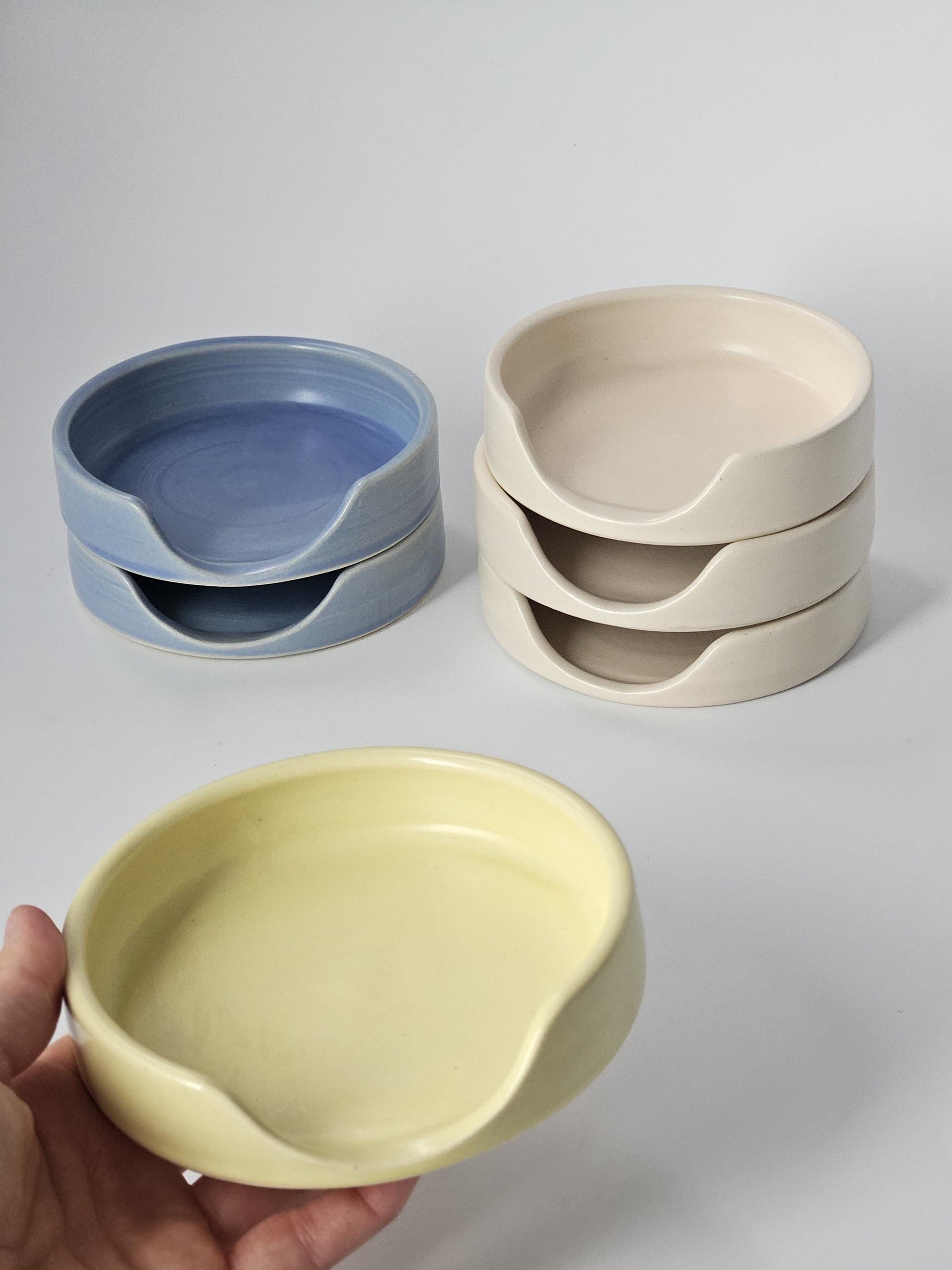 Handmade Ceramic Spoon Rest • Wheel Thrown Pottery, Minimal Bright Kitchen Decor