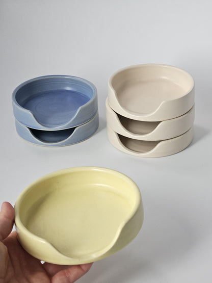 Handmade Ceramic Spoon Rest • Wheel Thrown Pottery, Minimal Bright Kitchen Decor
