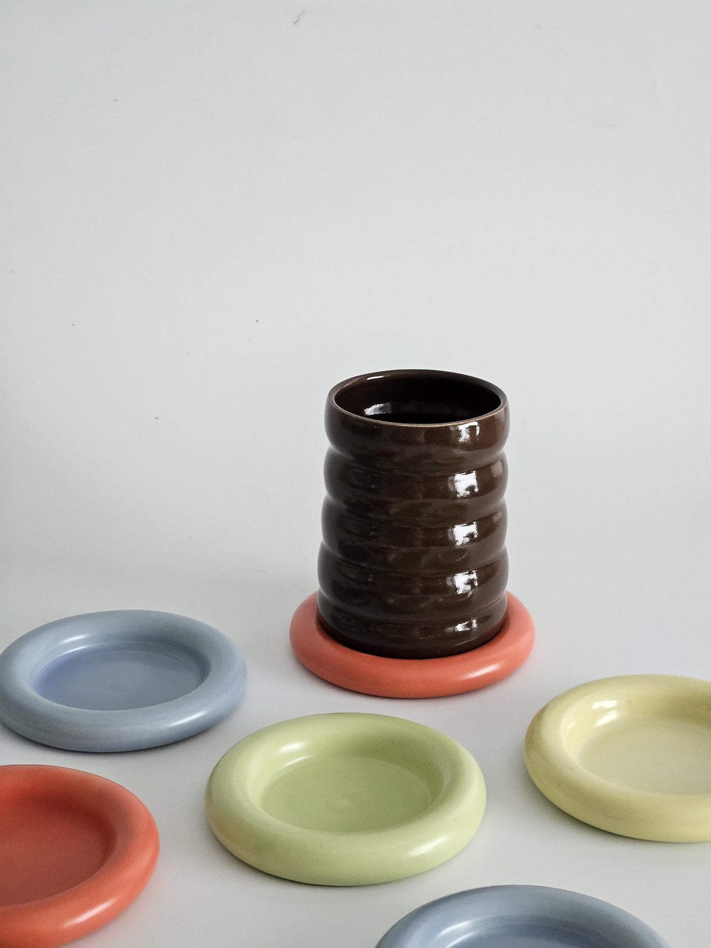 Tall Wiggly Tumbler in Espresso (Ready to Ship) • Chocolate Brown Handmade Colorful Ceramic • 20 Ounce Wobble Cup • Bubble Cup