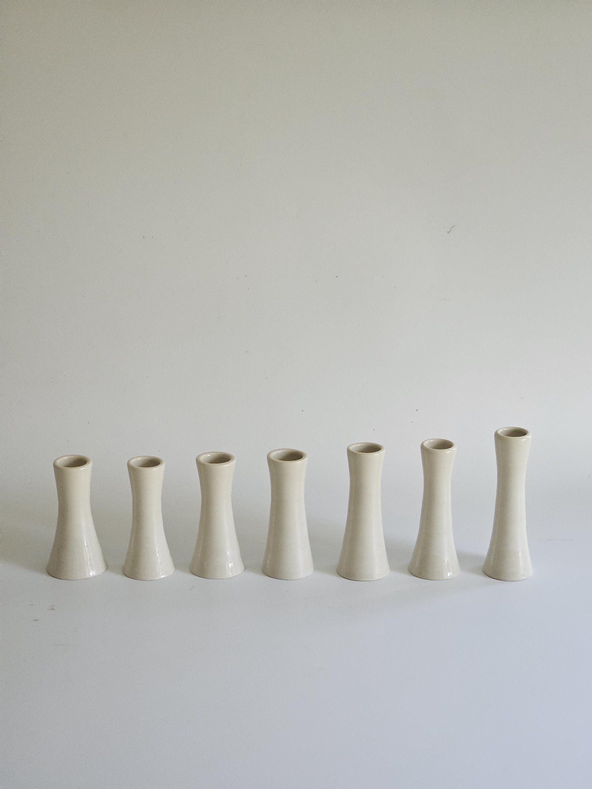 Handmade Wheel Thrown Candlestick • Gloss White Taper Candle Holder