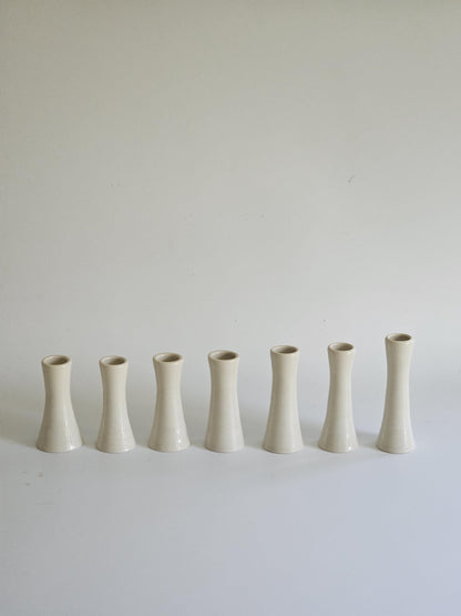 Handmade Wheel Thrown Candlestick • Gloss White Taper Candle Holder
