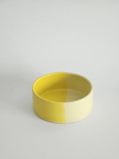 Two-Tone Ceramic Pet Bowl: Handmade Color Block Cat/Dog Dish (Ready to Ship)