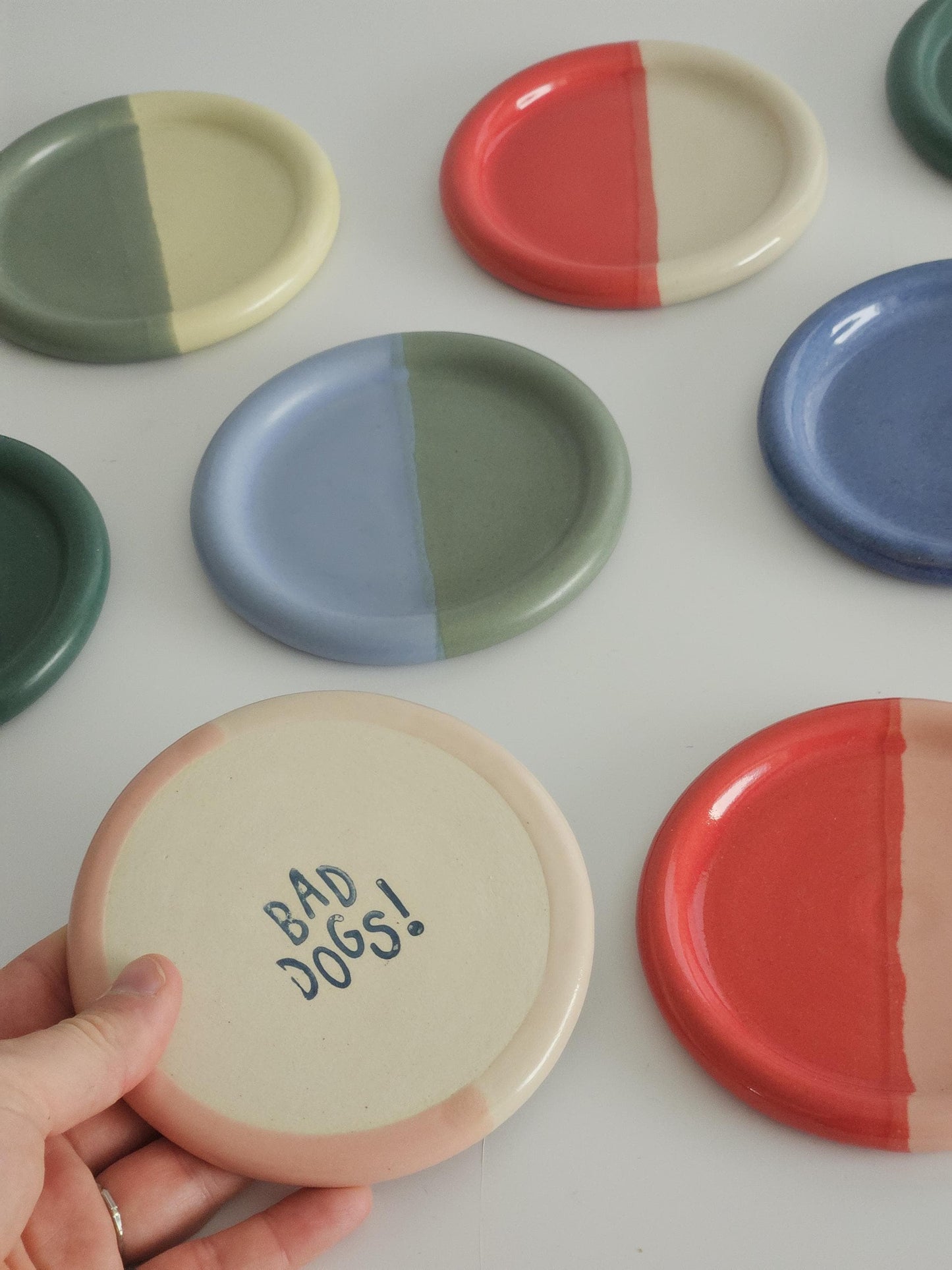 Handmade Ceramic Color Block Coaster: Wheel Thrown Pottery