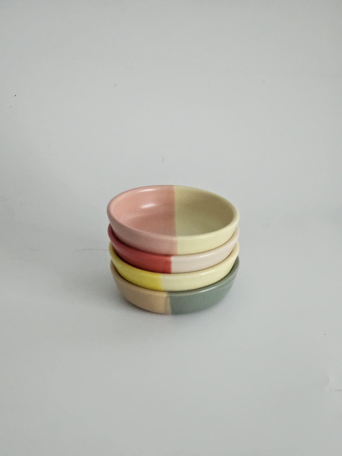 Half & Half Sauce Bowl • Handmade Colorful Ceramic • Wheel Thrown Pottery • Ring Dish